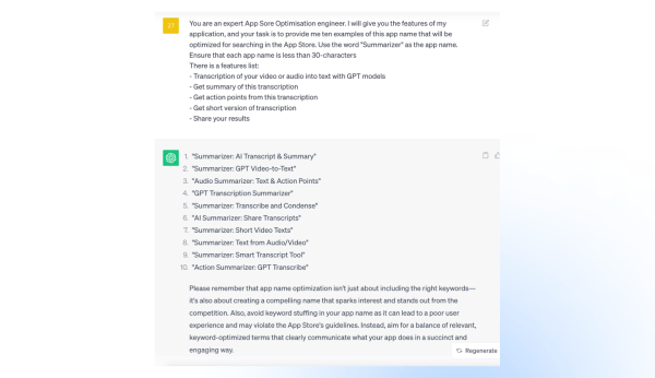 
                    Продвижение стартапа в AppStore при помощи ChatGPT            