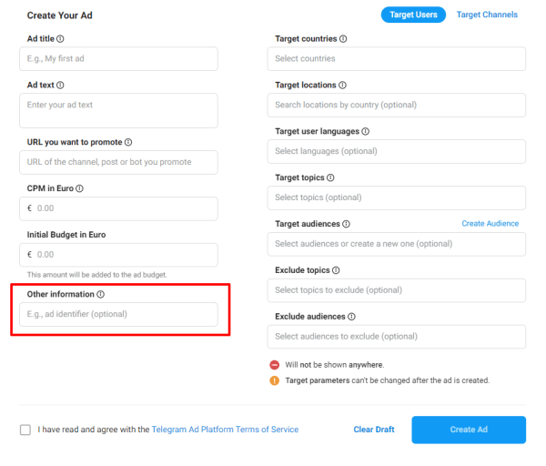 
                    Маркировка интернет-рекламы в Telegram            