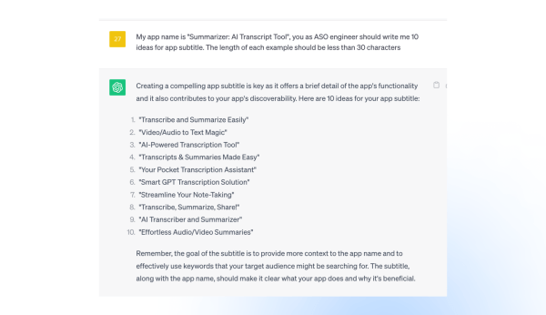 
                    Продвижение стартапа в AppStore при помощи ChatGPT            