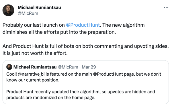 Выход на Product Hunt в 2023 году: обзор нового алгоритма, 3 реальных кейса, 24 полезные ссылки
Выход на Product Hunt в 2023 году: обзор нового алгоритма, 3 реальных кейса, 24 полезные ссылки