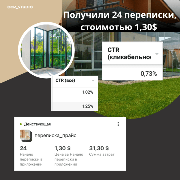 
                    Кейс по таргету: Запуск рекламы на услуги остекления в Минске с рекламным бюджетом 2$            