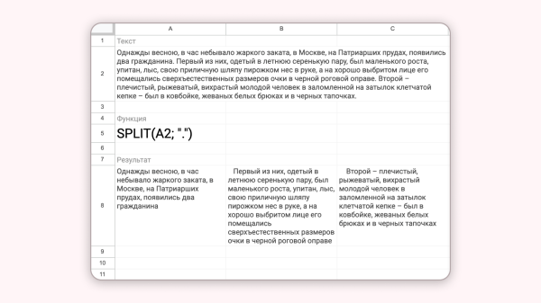 Google Таблицы. Углубление в функции. Split             
                    Google Таблицы. Углубление в функции. Split