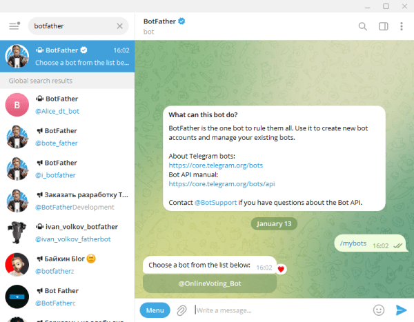
                    Создание меню в Телеграм боте            